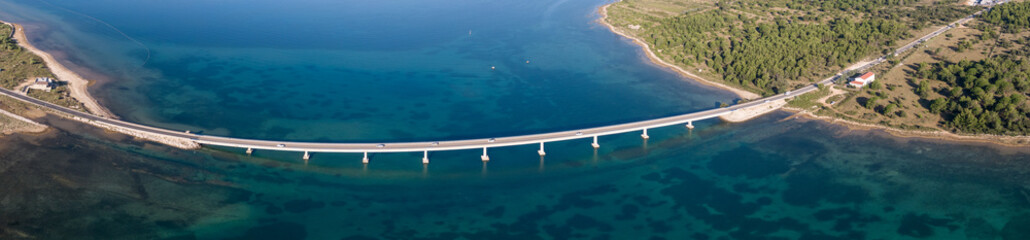 Aerial view of bridge to island Vir