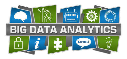 Big Data Analytics Green Blue Squares Technology Top Bottom 