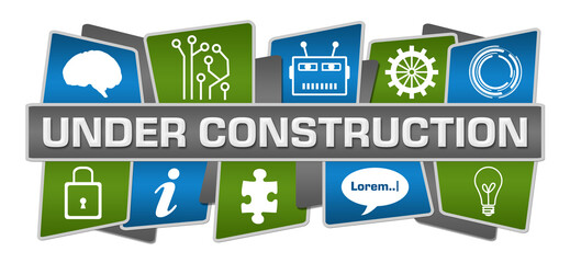 Under Construction Green Blue Squares Technology Top Bottom 