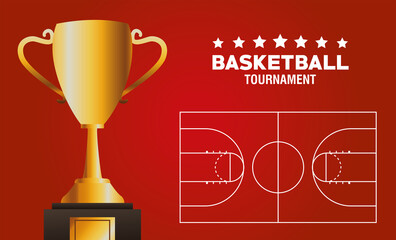 basketball sport poster with trophy cup