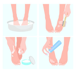 Foot spa. Foot skin care step by step.Healthy legs.