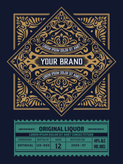 Vintage Gin label. Vector layered