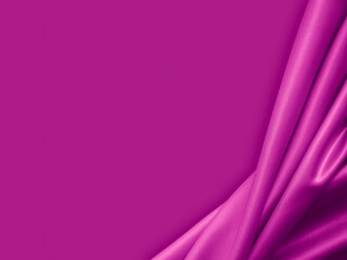 Beautiful elegant wavy fuchsia pink satin silk luxury cloth fabric texture with monochrome background design. Copy space