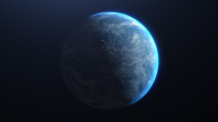 Obraz na płótnie Canvas Earth in galaxy. Elements of this image furnished by NASA. 3d illustration