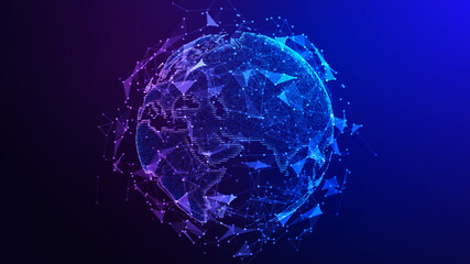 Earth Globe. Global International Connectivity Background. 3D illustration.