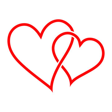 Couple hearts vector icon, Valentines Day illustration, love symbol.