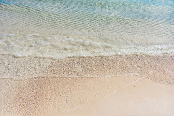 Beach and sea background, Sand and bubble, wave. Soft wave on sandy beach. Background.
