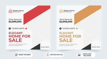 Real Estate Social Media Post and Instagram post template Layout design.