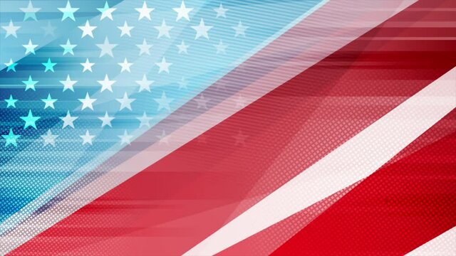 USA colors, stars and stripes abstract grunge motion design