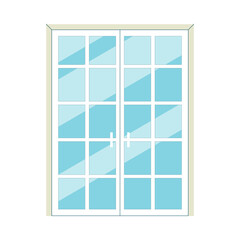 House entrance or balcony glass doors flat vector illustration isolated.