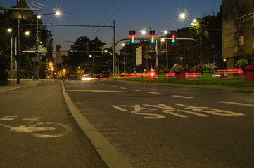 Poland, Lublin. Street at night.