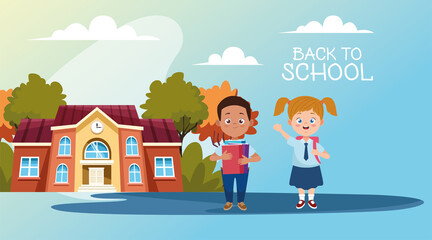 little students with uniforms in the school characters