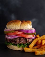 Juicy Grilled Hamburger on Whole Grain Bun