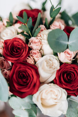 Close-up view of a wedding bouquet