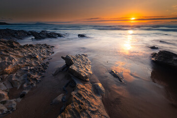 Fototapeta na wymiar Sunset at the beach of Bidart, Basque Country. 