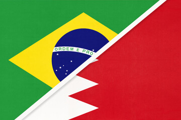 Brazil and Bahrain, symbol of national flags from textile. Championship between two countries.
