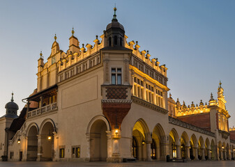 The iconic Cloth Hall at Dawn in Krakow, Poland