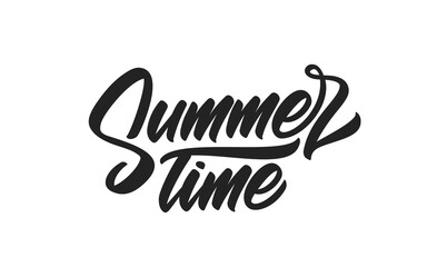 Vector Brush type lettering of Summer Time isolated on white background.