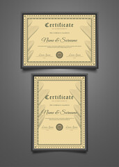 Elegant Certificate Templates with Wave Ornaments and Vintage Style