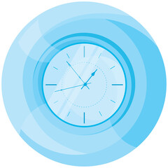 Blue wall clock. Interior object in cartoon style.