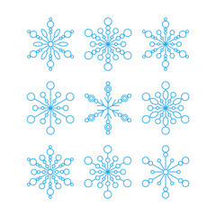 Blue snowflakes on white set. Winter design elements.
