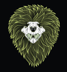 Skull of a lion, in the Gothic style, freehand drawing, zenart