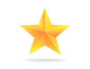Fototapeta premium Realistic yellow star. Gold rating three-dimensional award. Metallic star shape with shadow. Rating icon with gradient. Isolated one metallic star. Vector EPS 10.