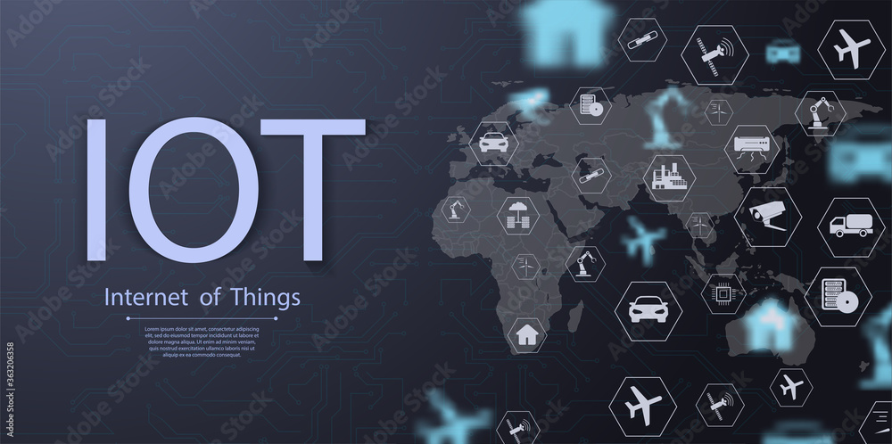 Aufkleber Internet of things icon innovation technology concept. Smart city wireless communication network IOT ICT.  Innovation sign. Digital design concept. Vector