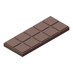 Chocolate bar icon. Isometric of chocolate bar vector icon for web design isolated on white background