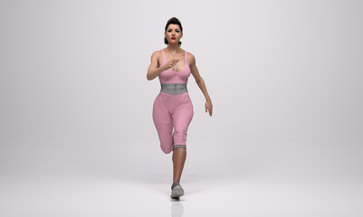 3D Rendering :  a running woman illustration 