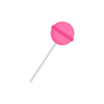 Flat icon pink lollipop isolated on white background. Vector illustration.