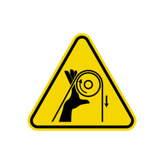 Hand Entanglement Warning Triangle Sign Isolated On White Background. Caution Symbol Simple, Flat Vector, Icon You Can Use Your Website Design, Mobile App Or Industrial Design