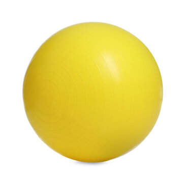New Yellow Fitness Ball Isolated On White