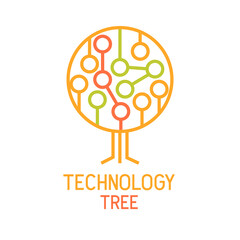 technology tree logo on white background. vector illustration