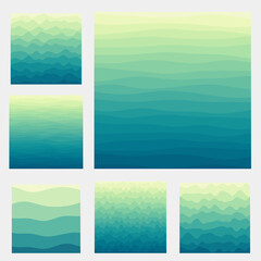 Abstract waves background collection. Curves in yellow blue colors. Authentic vector illustration.
