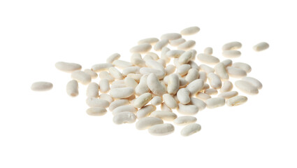 Fototapeta na wymiar Pile of raw beans on white background. Vegetable seeds