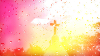 rain falls off,christian ,Christianity,colorful festive background.