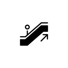 Escalator vector icon in black flat glyph, filled style isolated on white background