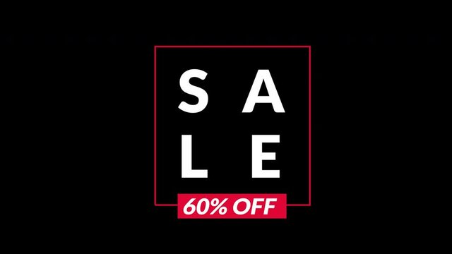 Sale 60% off animation motion graphic video. Promo banner, badge, sticker. 60 percent off Royalty-free Stock 4K Footage with Alpha Channel transparent background