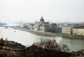 View of the Parliament in Budapest, Hungary.
