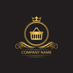 shop logo template luxury royal vector company decorative emblem with crown	
