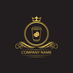 coffee logo template caffeine luxury royal vector company decorative emblem with crown