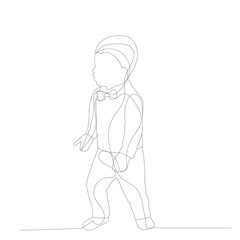 Fototapeta na wymiar vector, isolated, drawing a continuous line the boy is walking