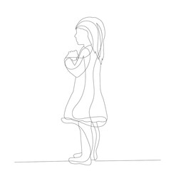 continuous line drawing of a girl in a dress