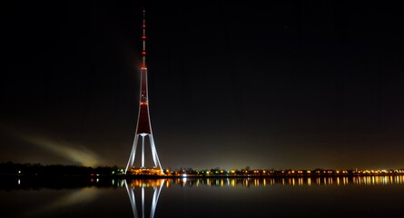 Television tower at night