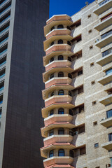 Fototapeta na wymiar Balconies in modern apartment houses in Beirut, capital city of Lebanon