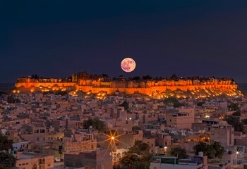 Jaisalmer Fort in full moon night 