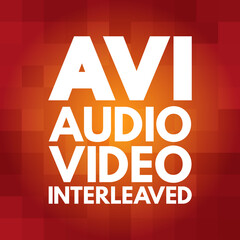 AVI - Audio Video Interleaved acronym, technology concept background