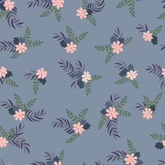 Amazing seamless floral pattern with bright colorful small flowers. Folk style millefleurs. Plant background for textile, wallpaper, pattern fills, covers, surface, print, wrap, scrapbooking,decoupage