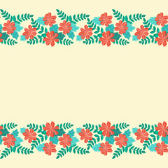 Fototapeta premium Cute plant border. Floral piece of garment print. Flower design for wallpapers, print, gift wrap and scrapbooking.